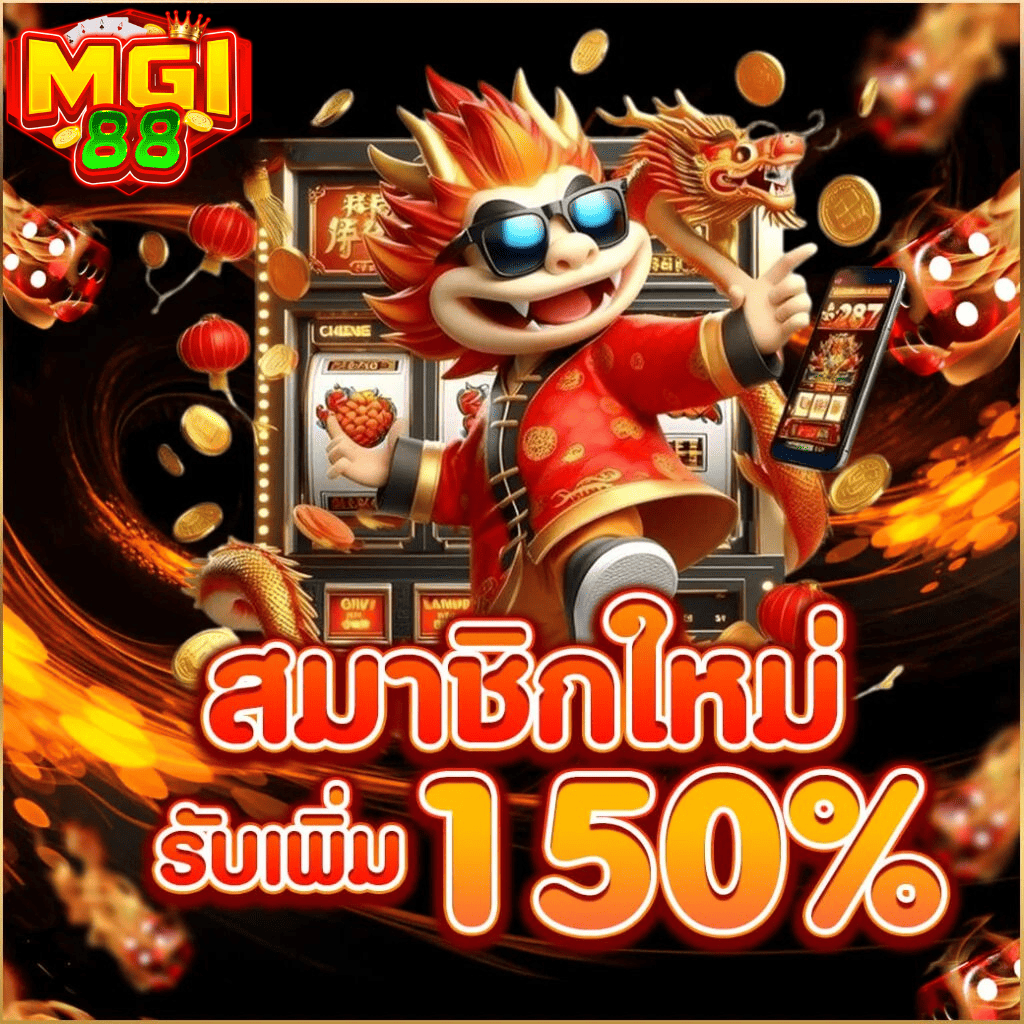 สมัครวันนี้ รับโบนัสใหญ่ เล่นได้ทันทีทุกค่ายเกม MGI88 แจกโบนัสสมาชิกใหม่ 150% เล่นสล็อตลุ้นแจ็กพอตได้ทันที